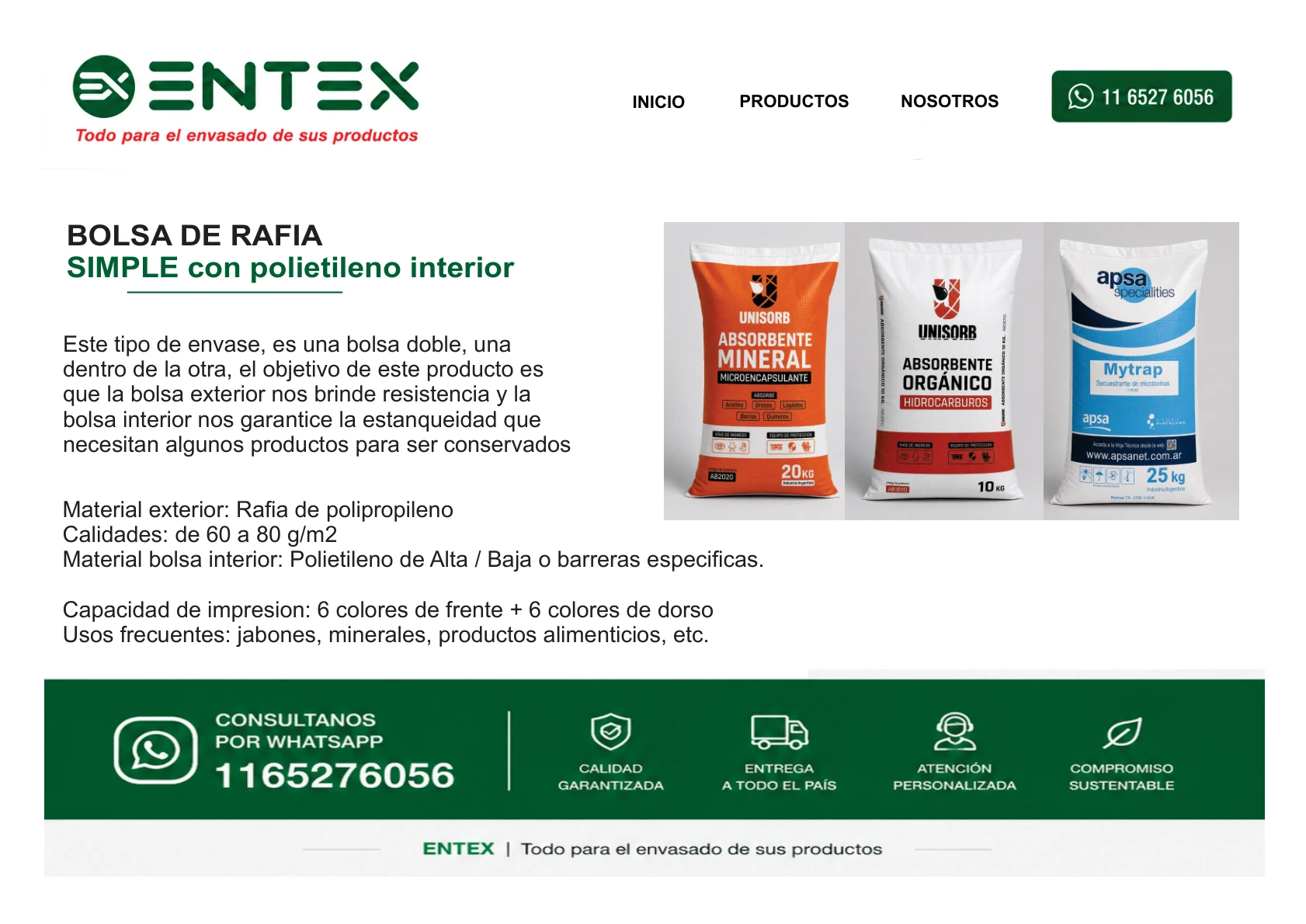 Bolsa de rafia simple con polietileno interior ENTEX