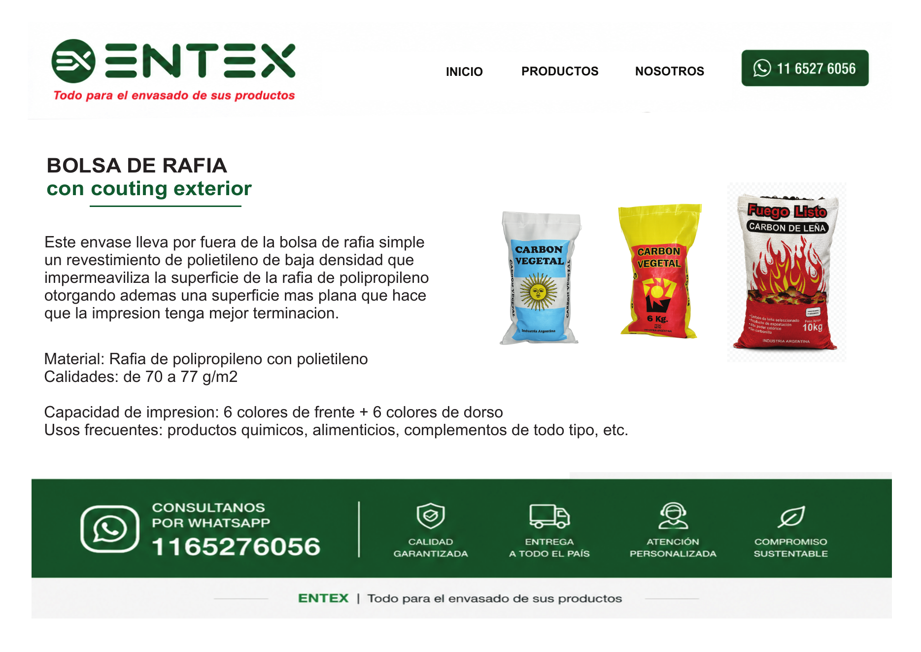 Bolsa de rafia con couting exterior ENTEX Argentina